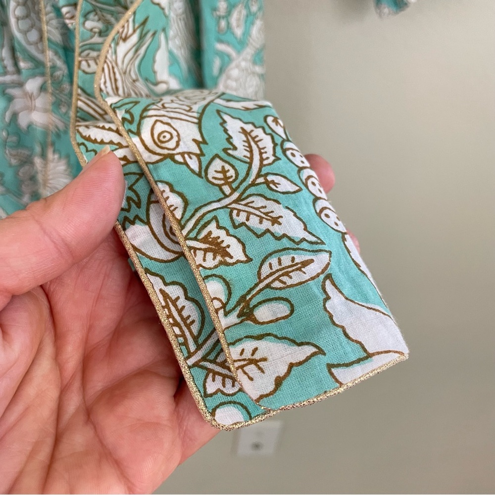 Holly Shae Blue Floral Paisley Cotton Shift Tunic Dress Resortwear One Size - Picture 12 of 14